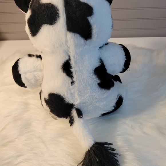 Plush Cow Toy with Bow - Black and White - Picture 4 of 9